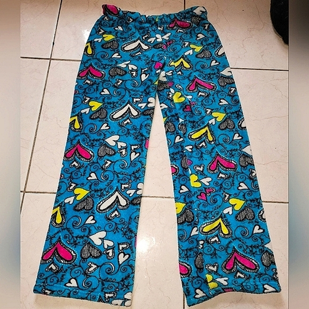 Colorful Heart Print Pajama Pants Size L Y2K